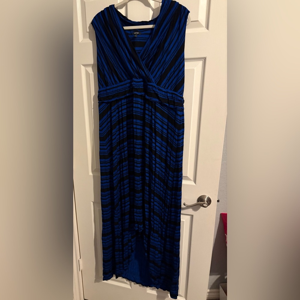 243- Apt. 9 Royal Blue and Black Striped Maxi Dress